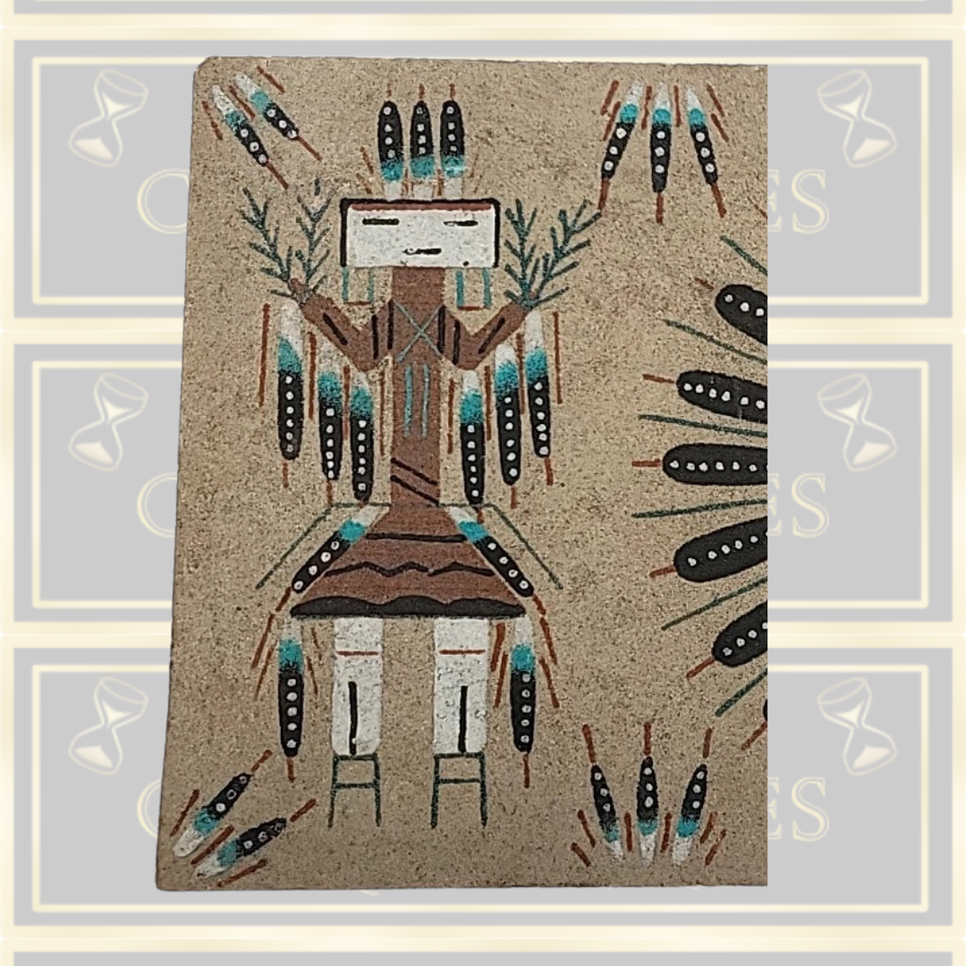Vintage Navajo Indian Sand Picture "Sun Eagle"