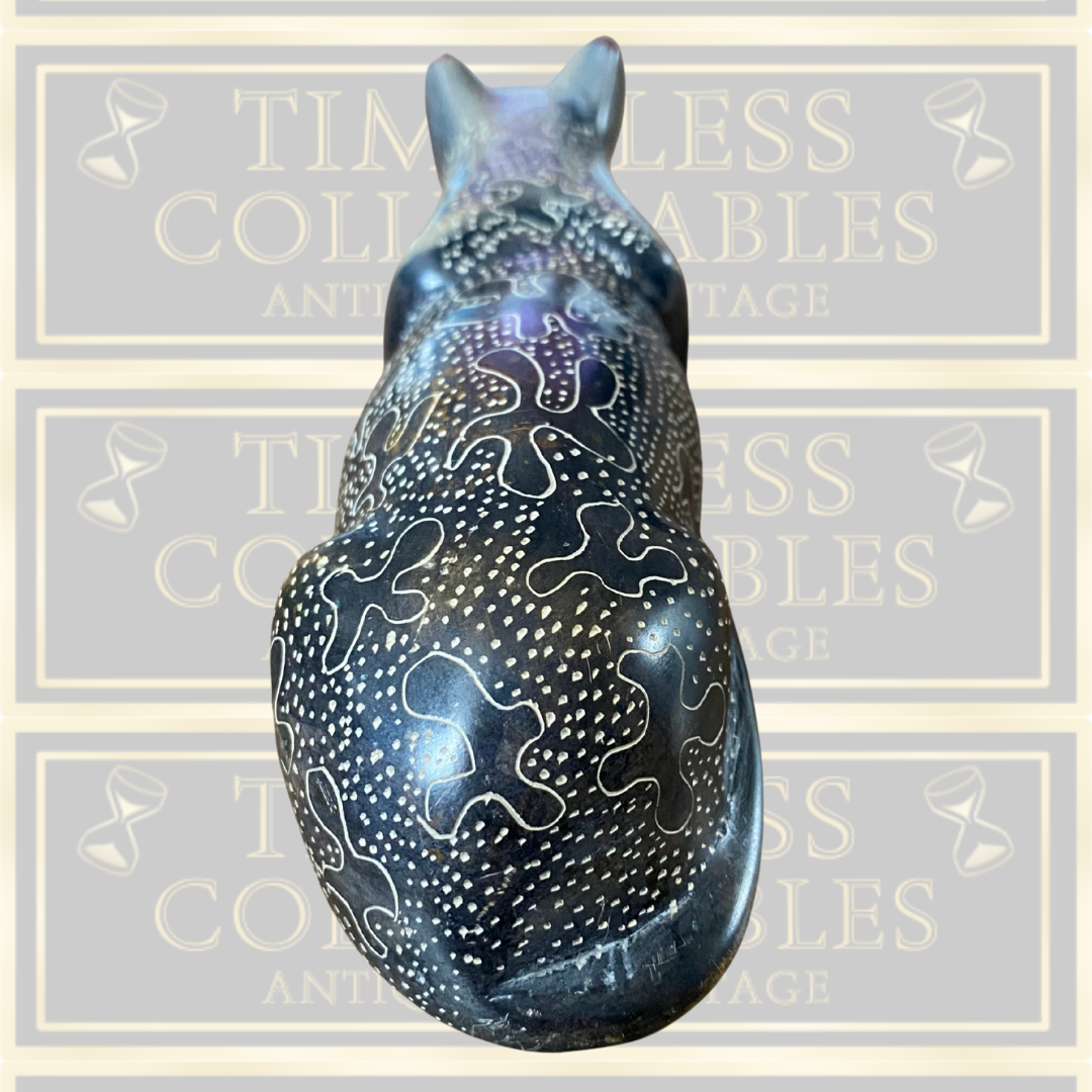 Vintage Hand Carved Stone Leopard Original Kenya Statue