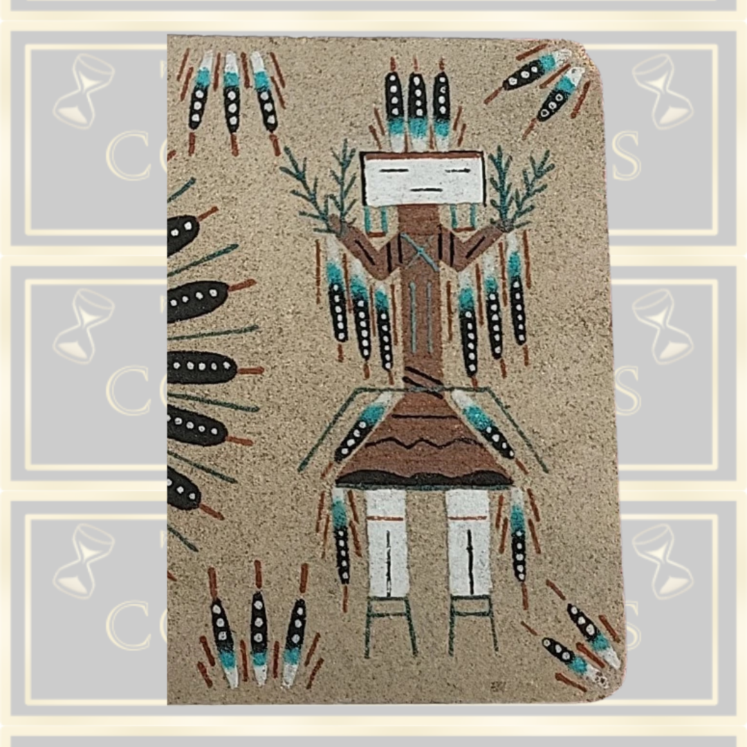Vintage Navajo Indian Sand Picture "Sun Eagle"