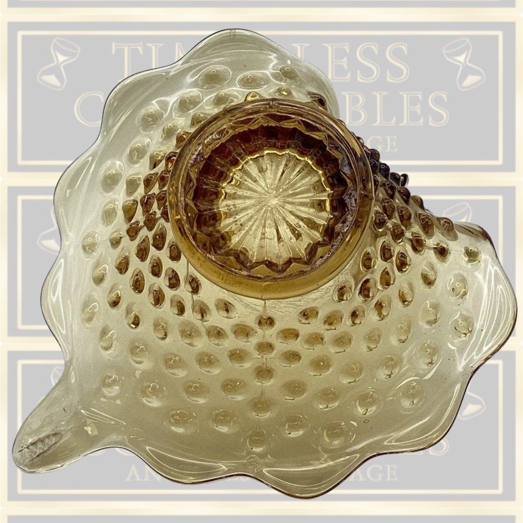 Vintage Amber Glass Swan Figurine Bowl