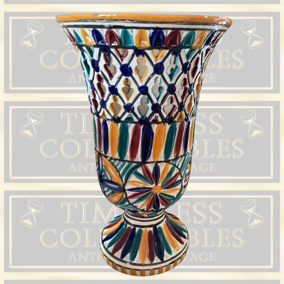 Vintage Multi Coloured Lattice Vase