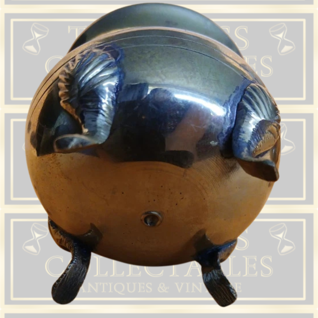 Vintage Brass Milk Jug And Sugar Bowl With Mother Of Pearl Matching tray.