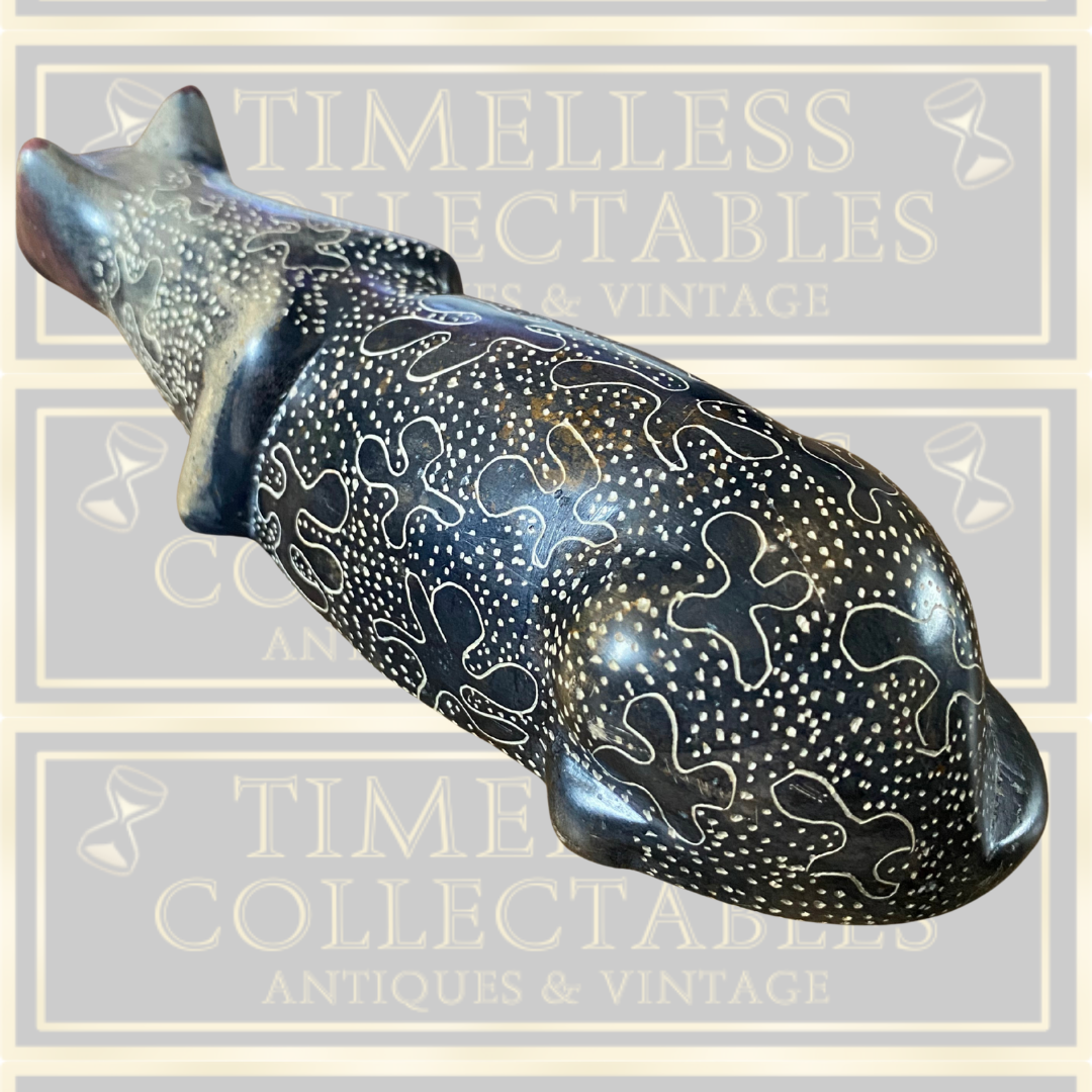 Vintage Hand Carved Stone Leopard Original Kenya Statue