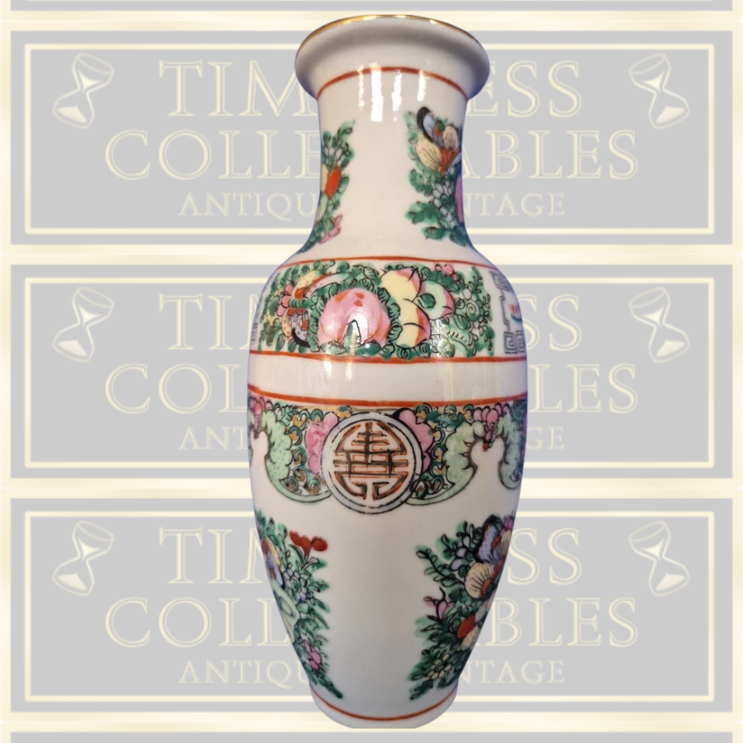 Vintage Chinese famille rose Ceramic Glazed Vase