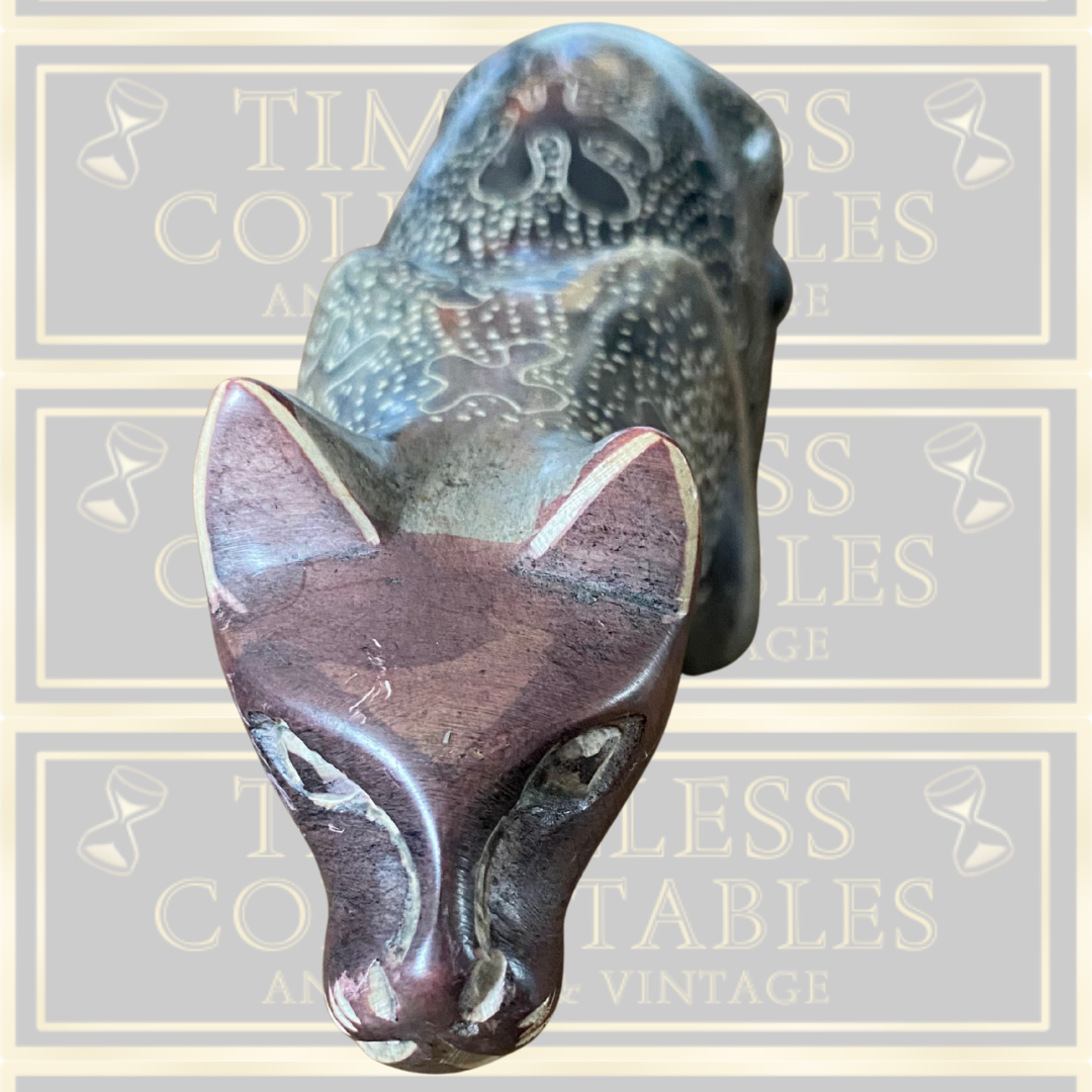 Vintage Hand Carved Stone Leopard Original Kenya Statue
