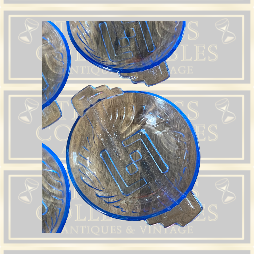 Vintage Six Art Deco Colbalt Blue Dessert Bowls By Stolle Nieman