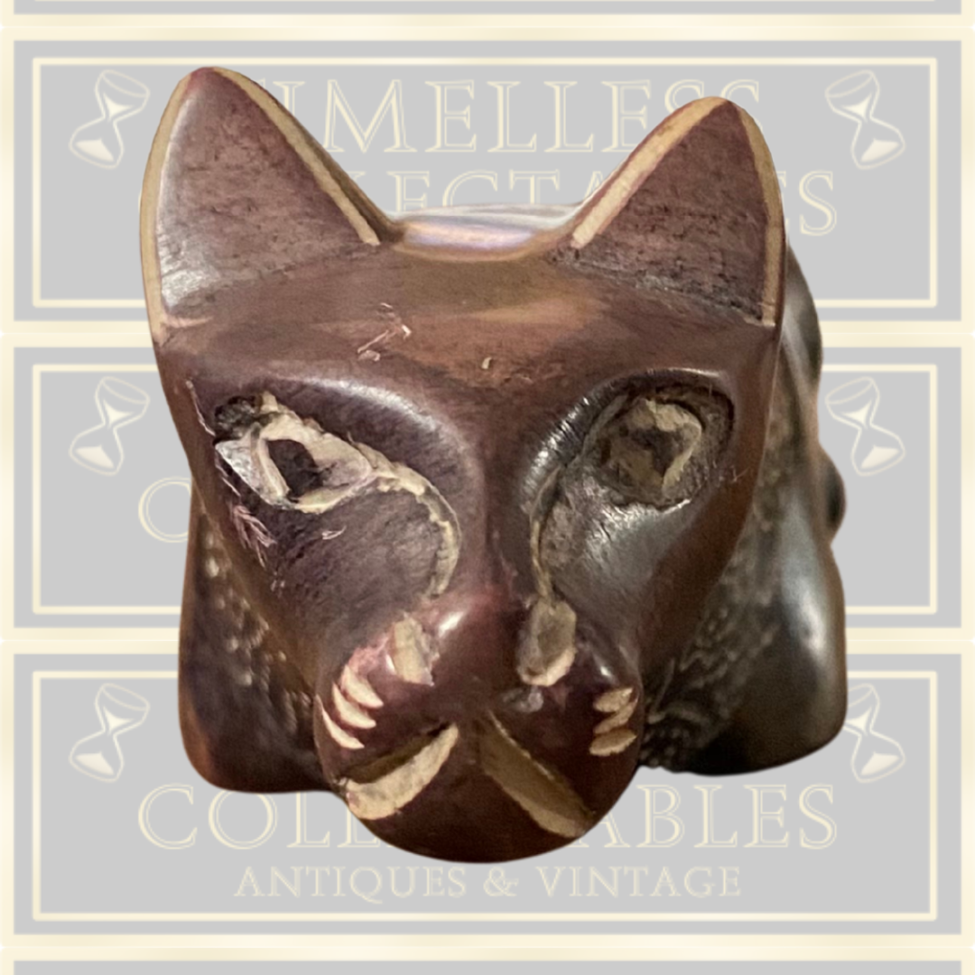 Vintage Hand Carved Stone Leopard Original Kenya Statue