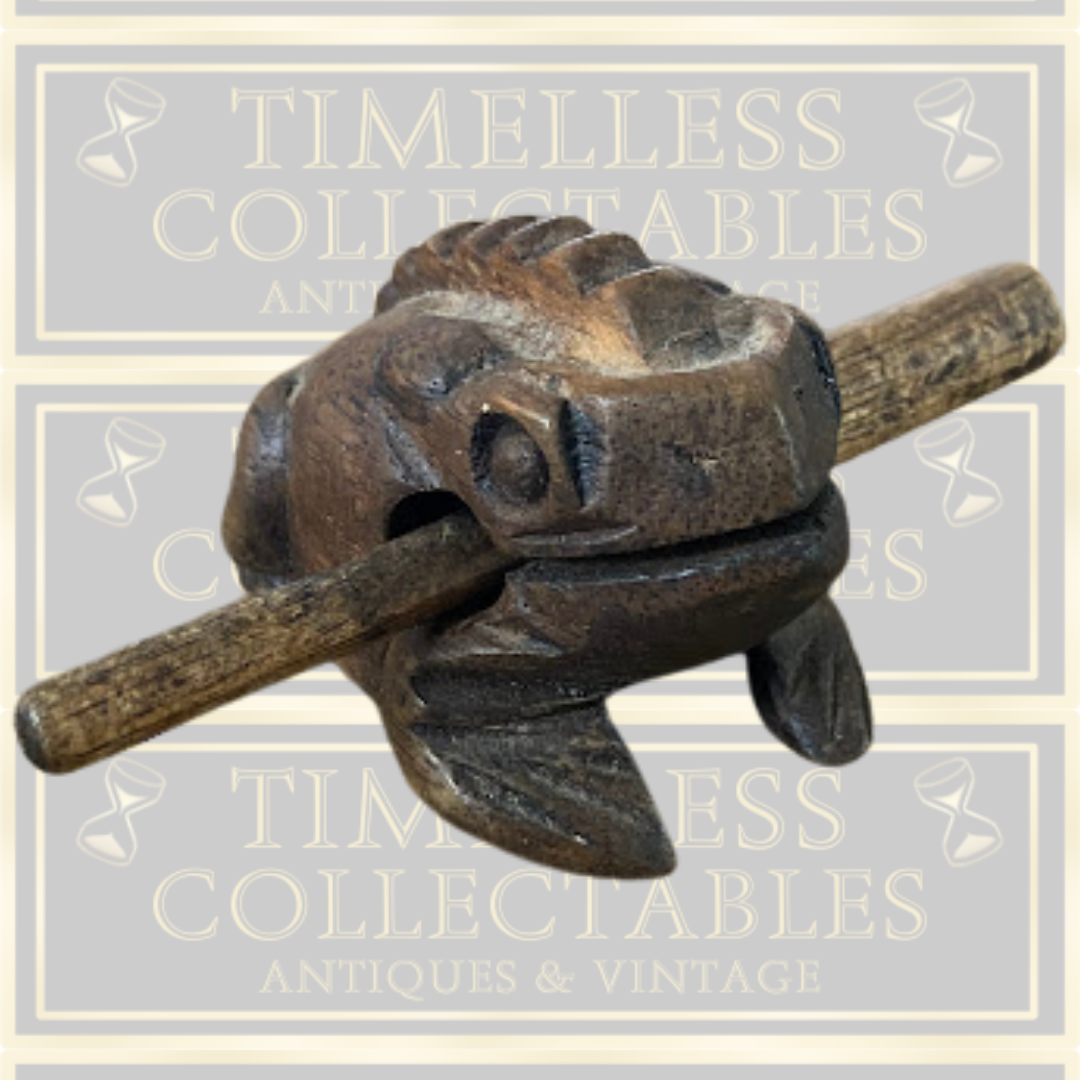 Vintage Wooden Guiro Frog Instrument