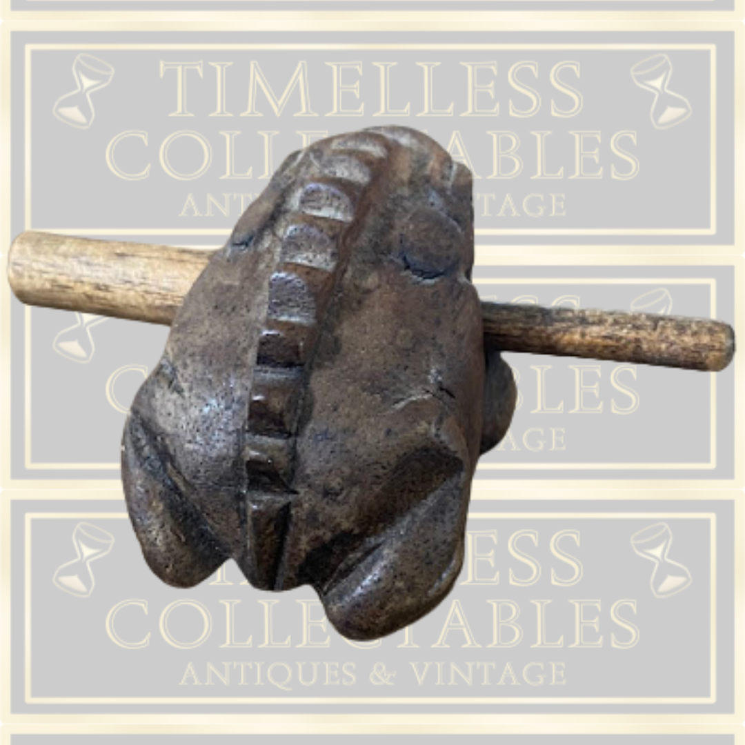 Vintage Wooden Guiro Frog Instrument