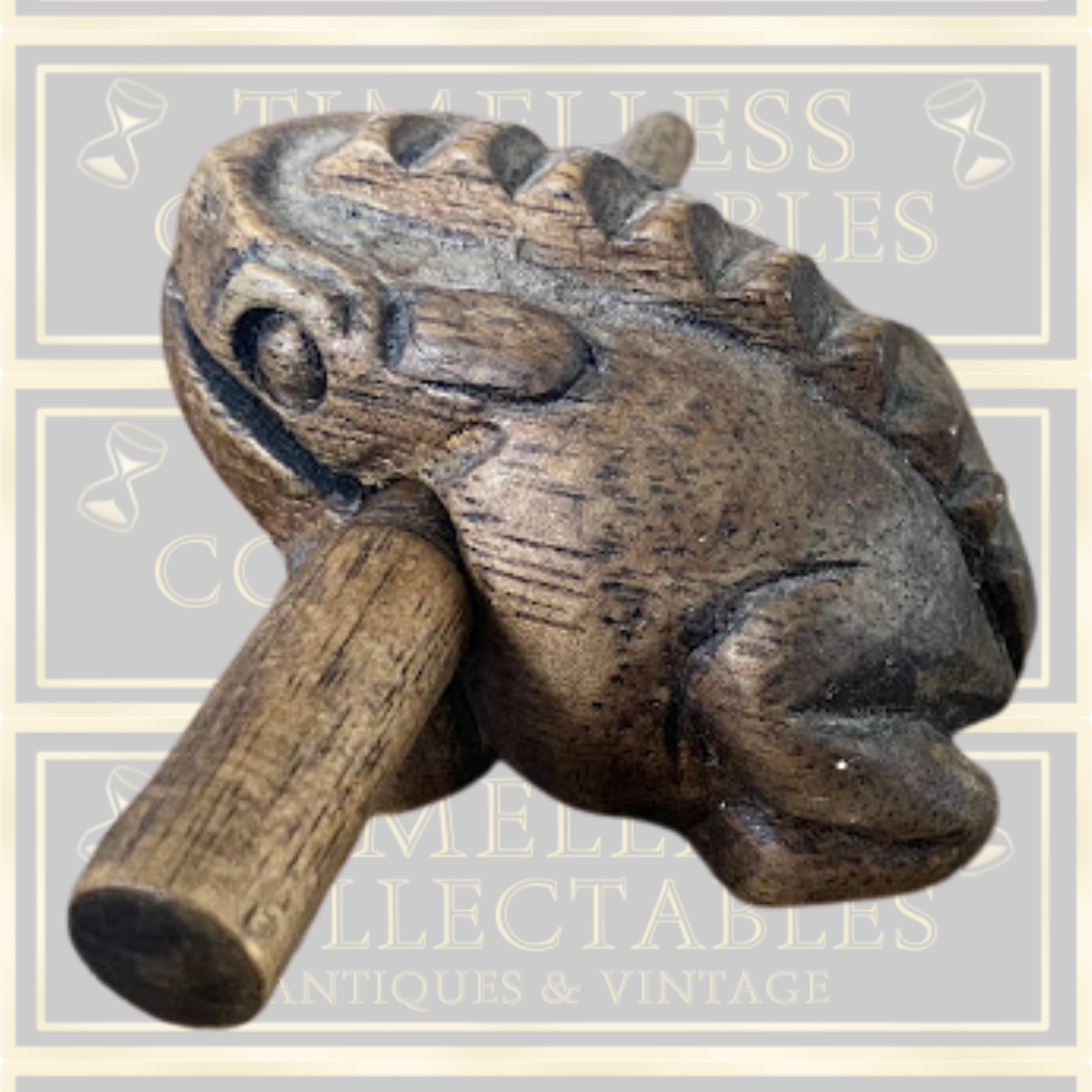 Vintage Wooden Guiro Frog Instrument