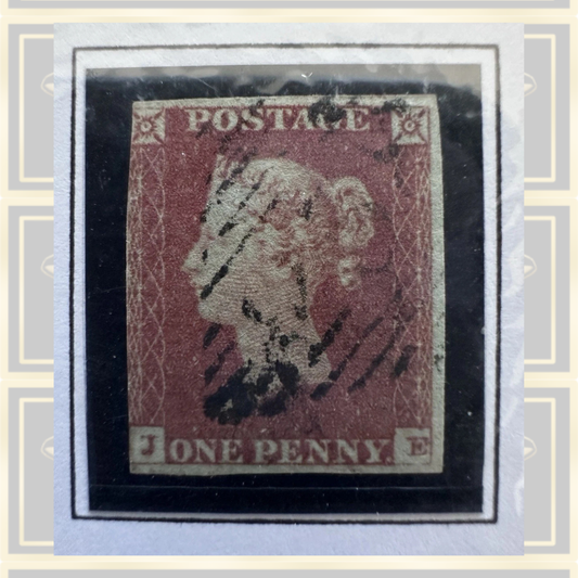 Antique Victorian One Penny Red (JE) – Mounted, Original Plastic Wrapping