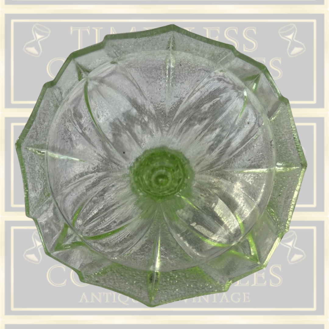 Antique Pair Green Glass Candle Holders