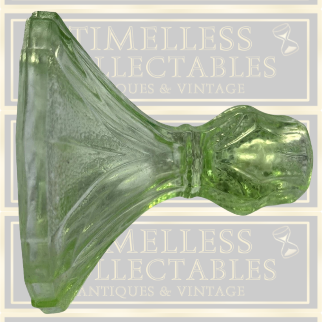 Antique Pair Green Glass Candle Holders