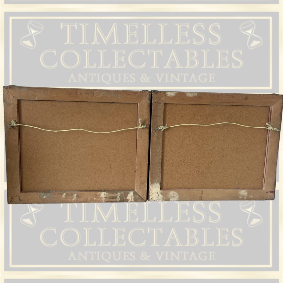 Vintage Pair Chinese Boat Paintings