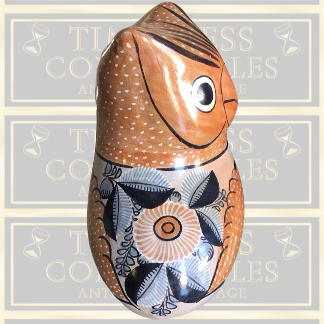 Vintage Mexican Folk Art Owl Pottery