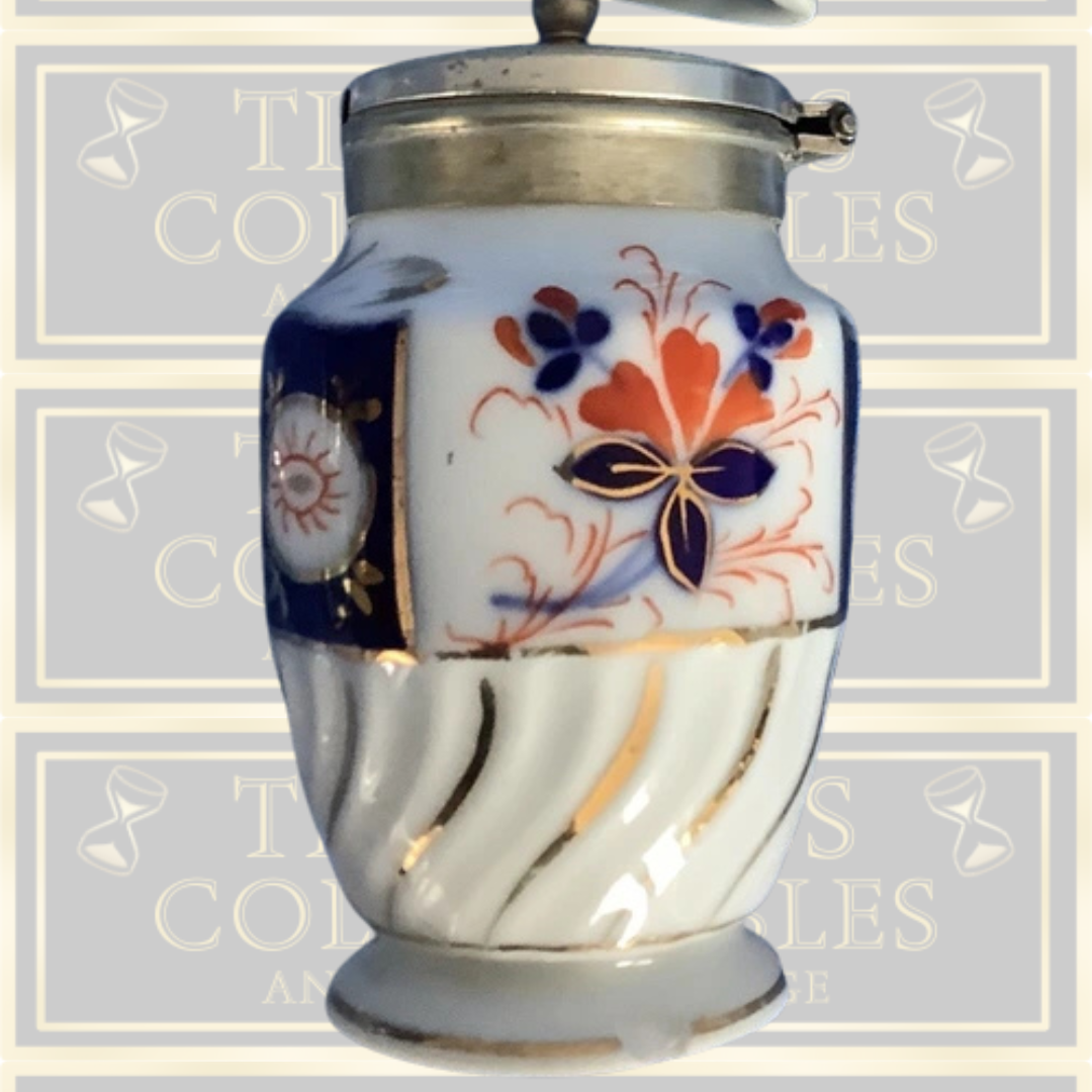 Antique Imari Pattern Cruet Set piece With Spoons