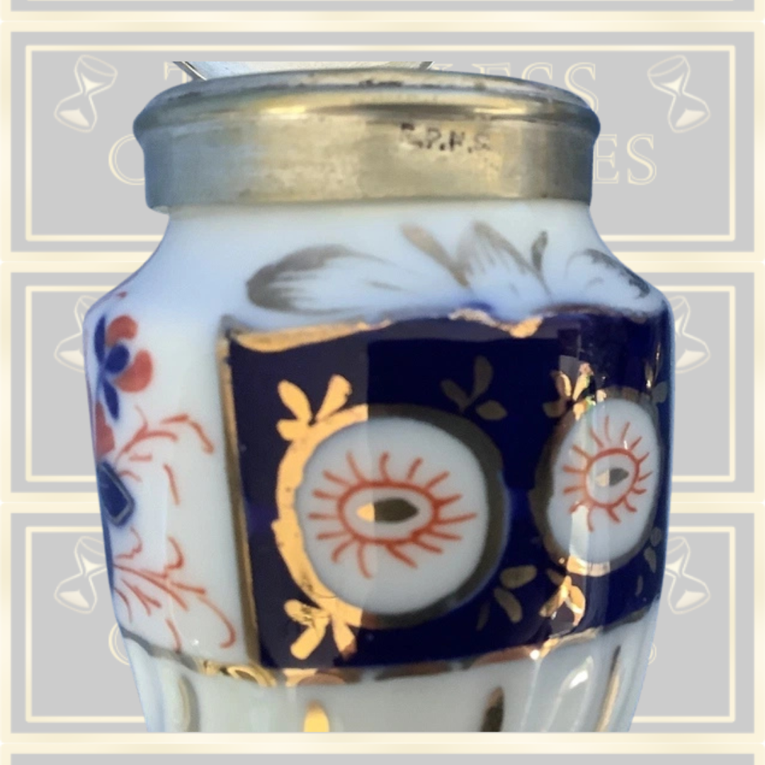 Antique Imari Pattern Cruet Set piece With Spoons