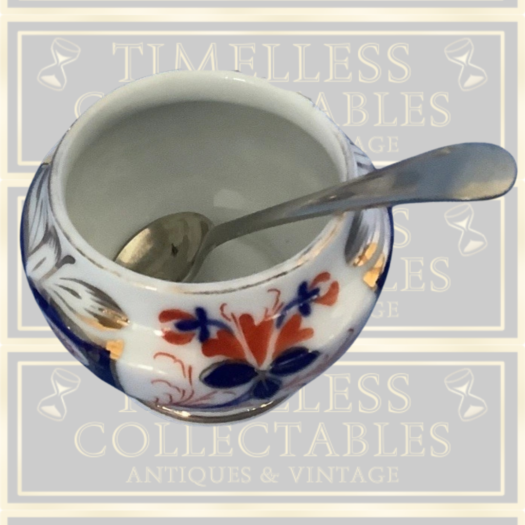 Antique Imari Pattern Cruet Set piece With Spoons