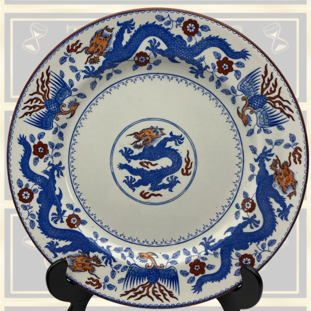 Six Antique 1853 Minton Clayware Chinese Dragon & Bird Design Plate ...
