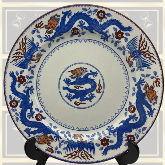 Six Antique 1853 Minton Clayware Chinese Dragon & Bird Design Plate