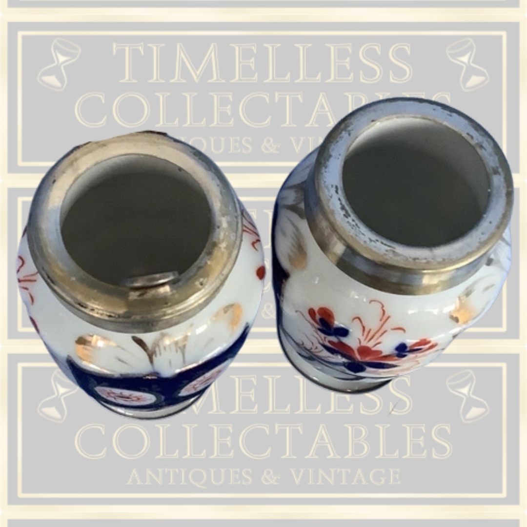 Antique Imari Pattern Cruet Set piece With Spoons