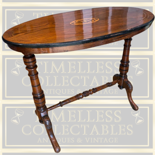 Antique Oval Side Table with Inlay