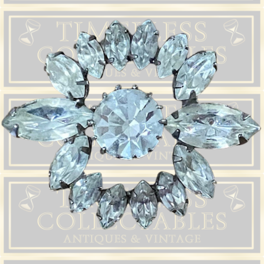Vintage Rhinestone Atomic Flower Brooch