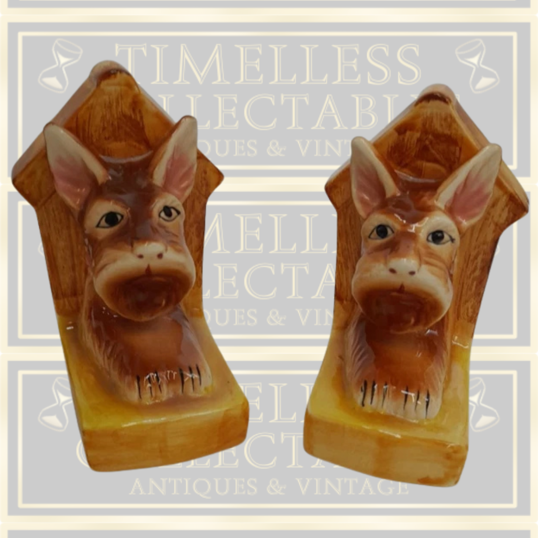 Vintage Scottie Dog House Ceramic Bookends