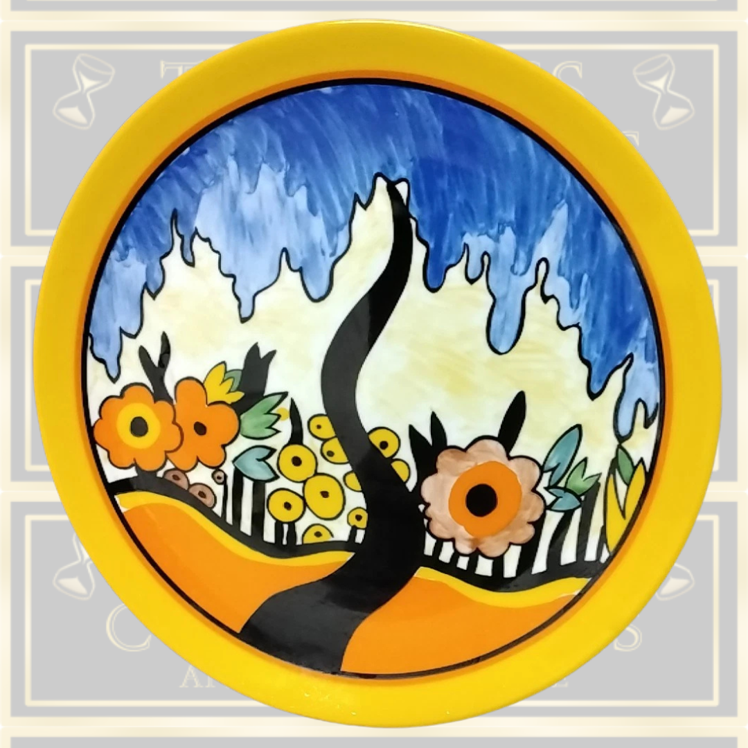 Vintage Wedgwood Clarice Cliff "Garden Blue" plate. The "Bizarre " Range