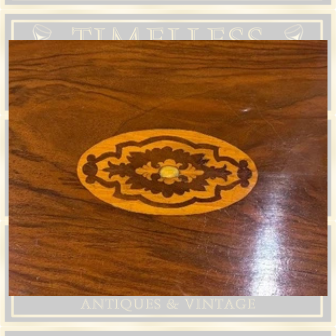 Antique Oval Side Table with Inlay