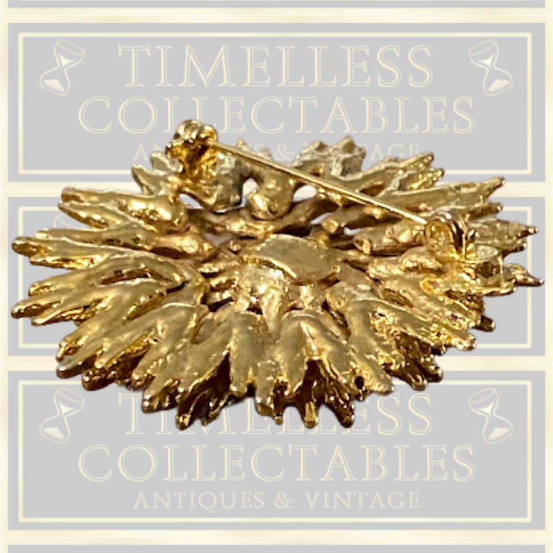 Vintage Faux Pearl Starburst Flower Brooch