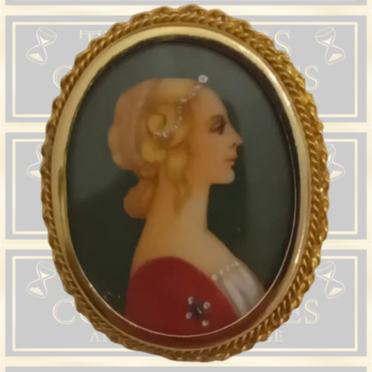 Vintage Minatare Hand Painted Portrait Brooch/Pendant