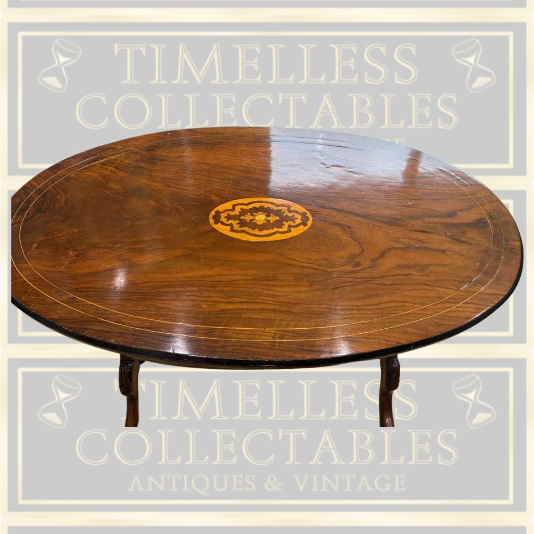 Antique Oval Side Table with Inlay