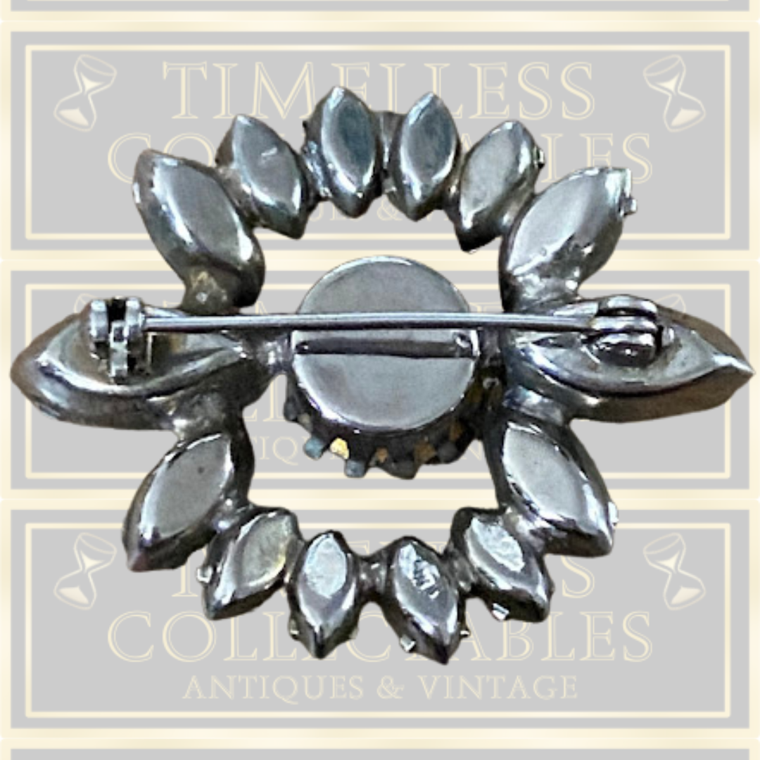 Vintage Rhinestone Atomic Flower Brooch