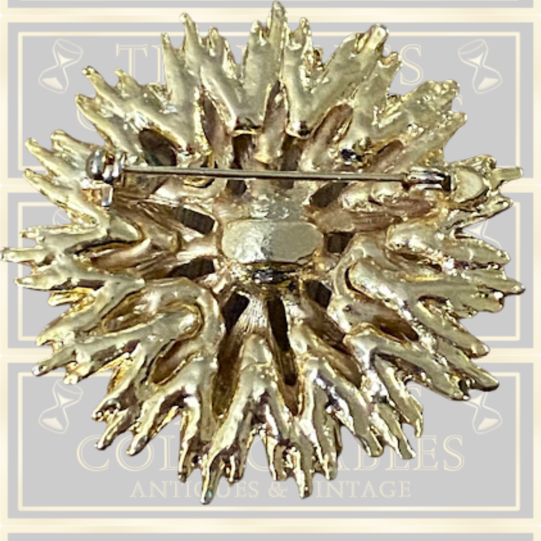 Vintage Faux Pearl Starburst Flower Brooch