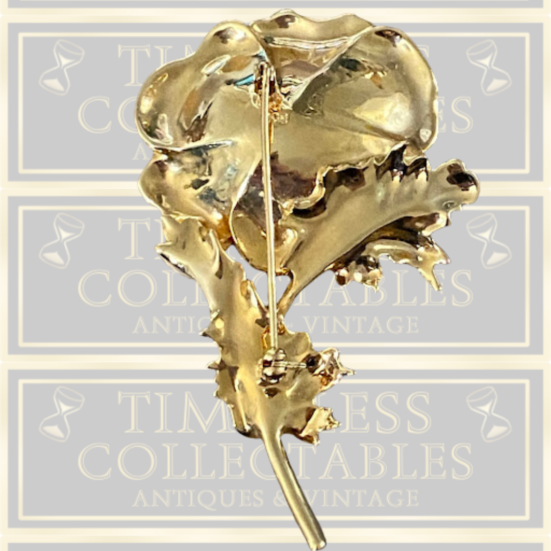 Vintage Red Poppy Flower Brooch