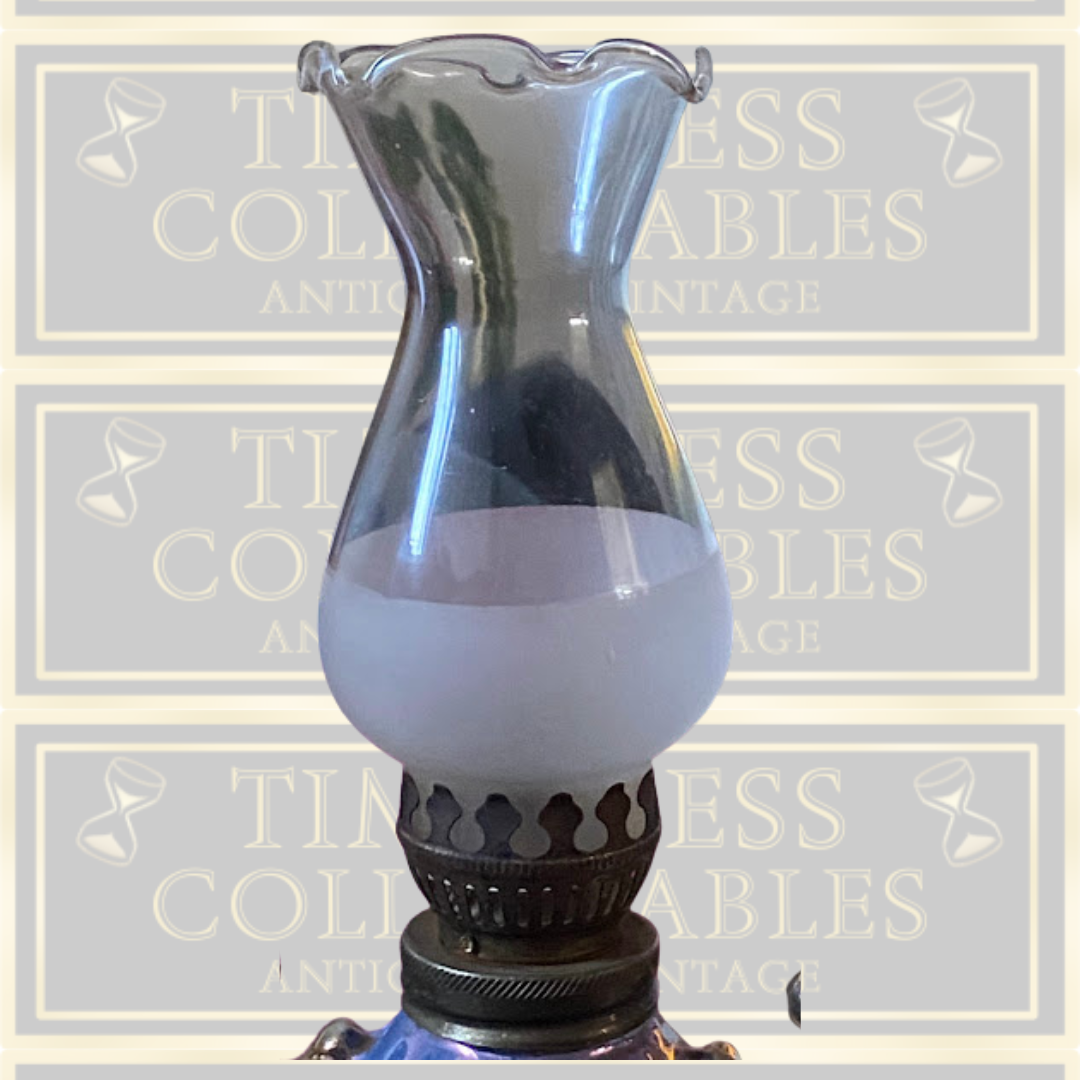 Vintage French Rococo Style Oil Lamp With Frosted Tulip Glass