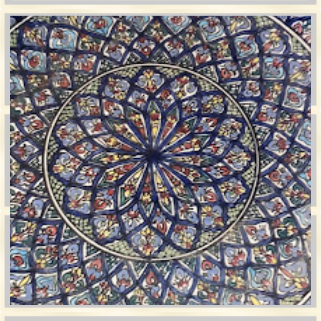 Vintage Hand Painted Moroccan Boho Large Fruit Bowl