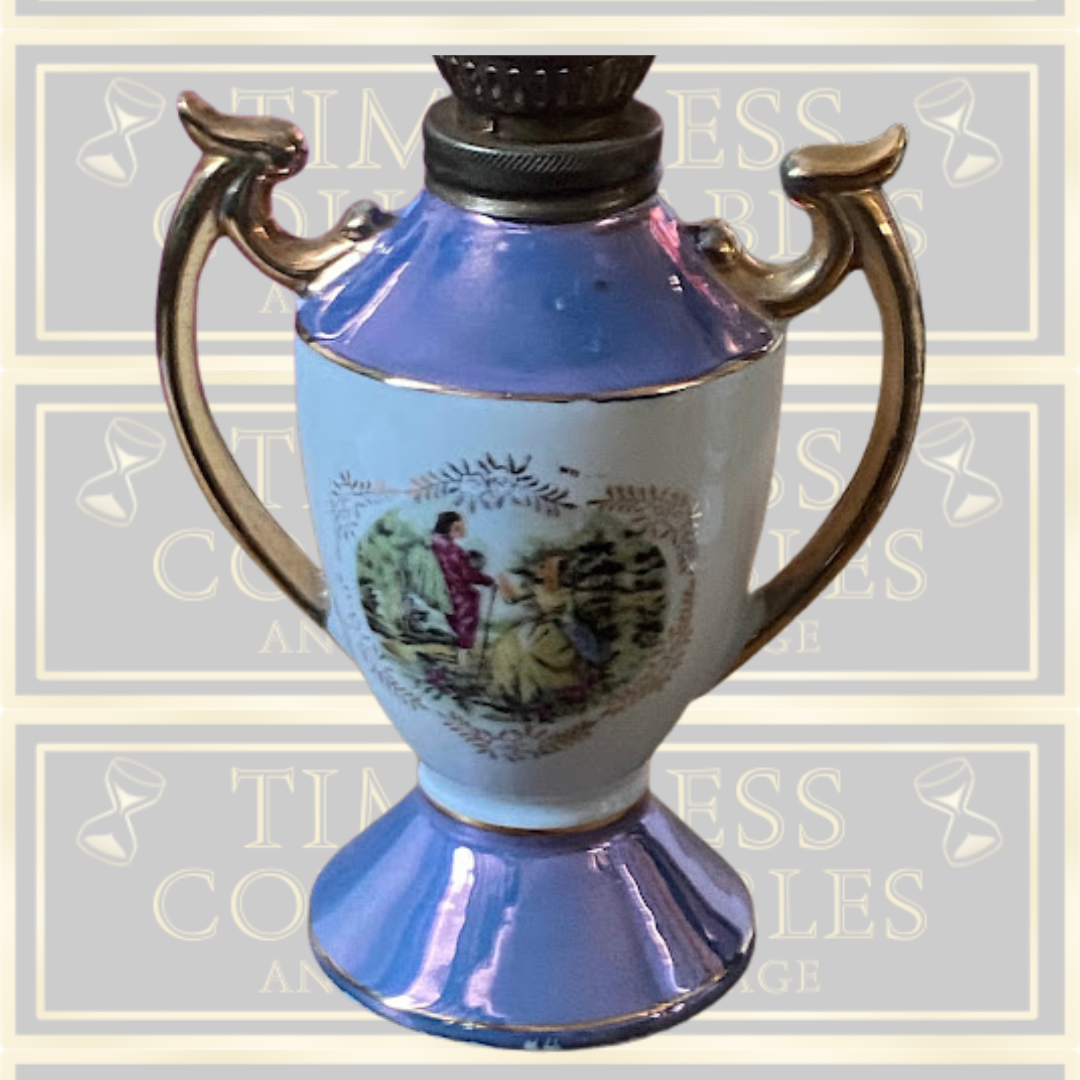 Vintage French Rococo Style Oil Lamp With Frosted Tulip Glass