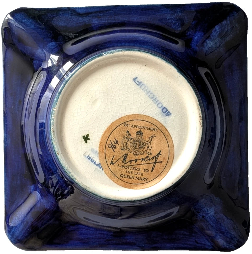 Vintage Moorcroft Pottery Ashtray Hibiscus Flower Pattern