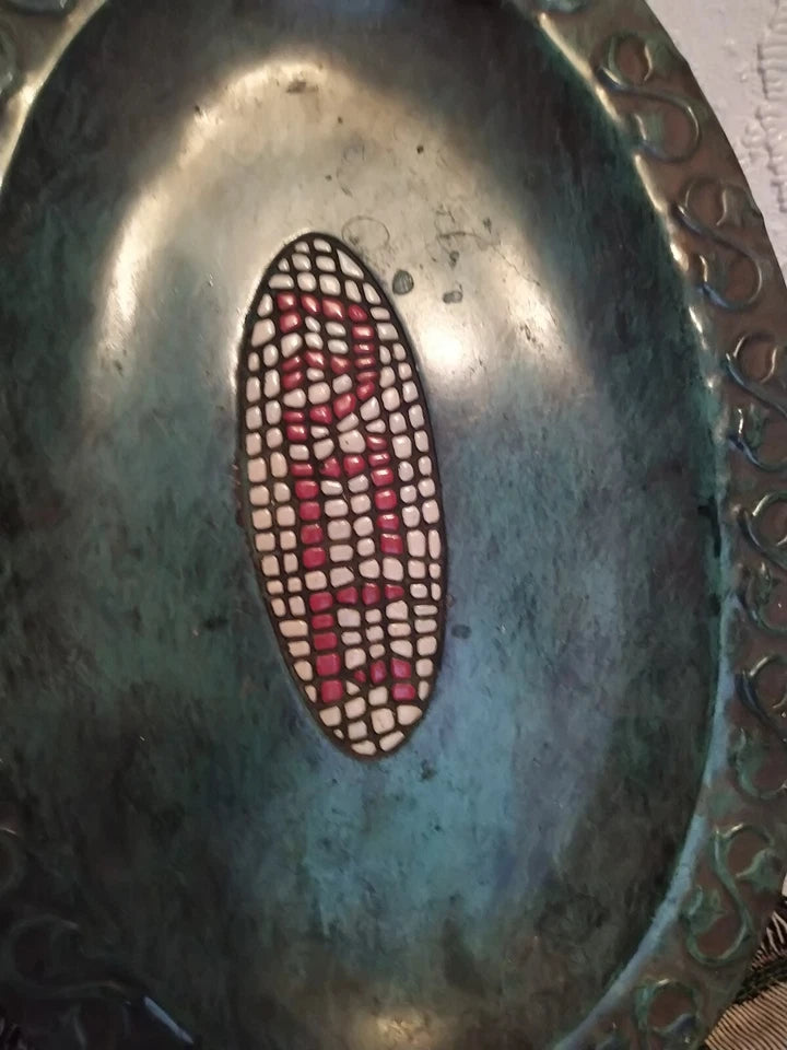 Vintage Arts & Craft Metal Mosaic Tray
