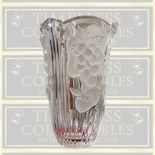 Vintage Bohemian Crystal Vase 3D Design Grapes