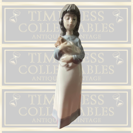 Vintage NAO Lladro Figurine Young Girl With Puppy Dog