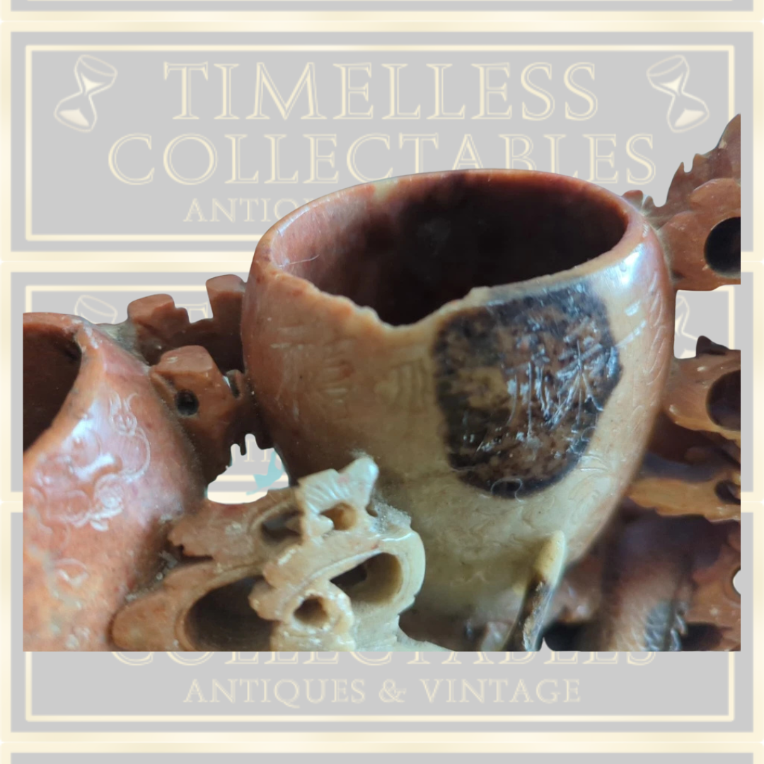 Antique Signed Chinese Soapstone Carving