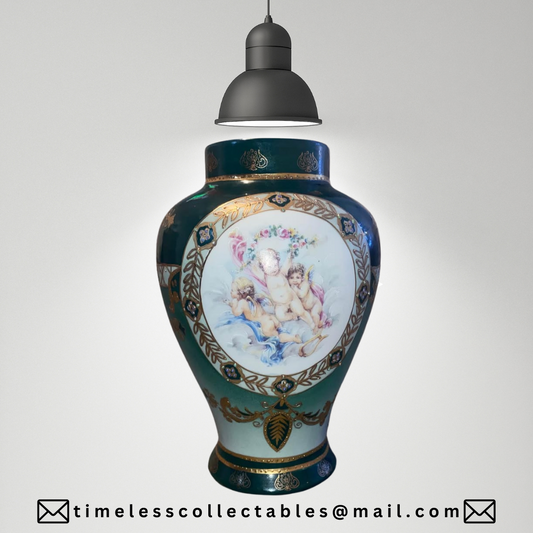 Royal Limoges Heavily Gilded Floral Pattern Vase With Cherubs